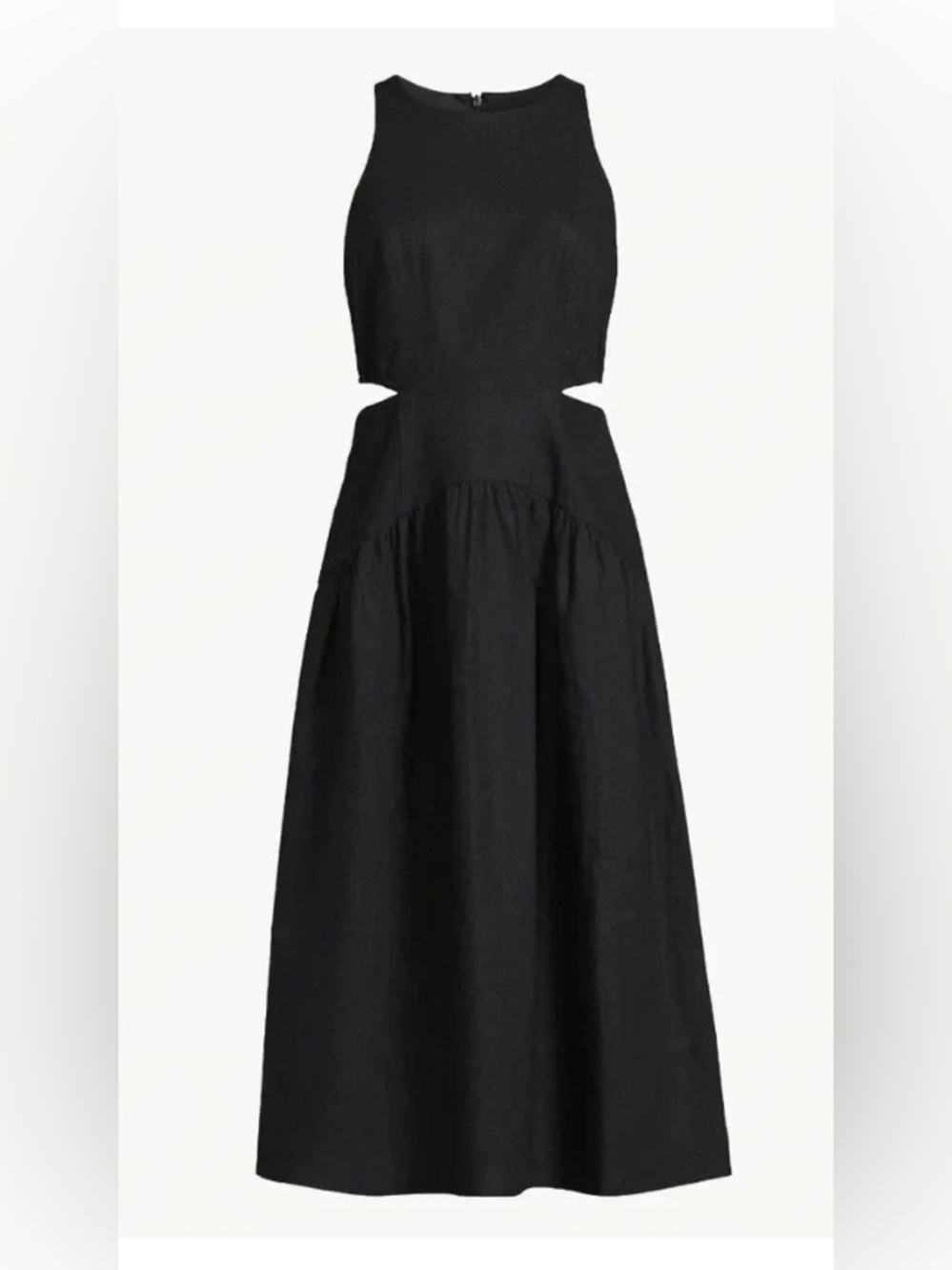 Scoop Women Black Linen Blend Side Cutout Sleeveless Midi Dress Large 12-14